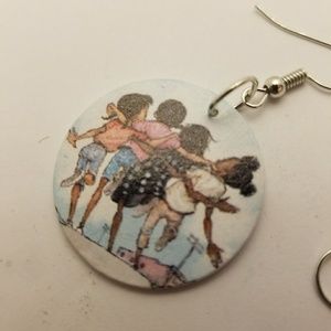 Friends forever wooden earrings white for kids